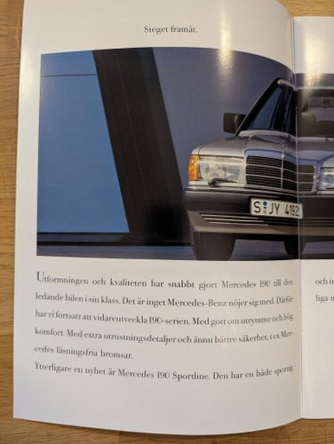 Mercedes-Benz 190-serie SVENSKA försäljnings broschyr katalog