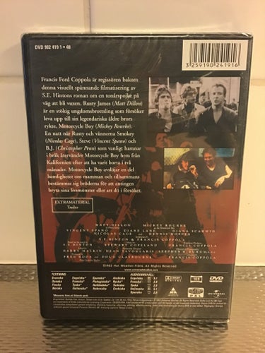 INPLASTAD. Rumble Fish. Matt Dillon, Mickey Rourke, Nicolas Cage. F F Coppola.