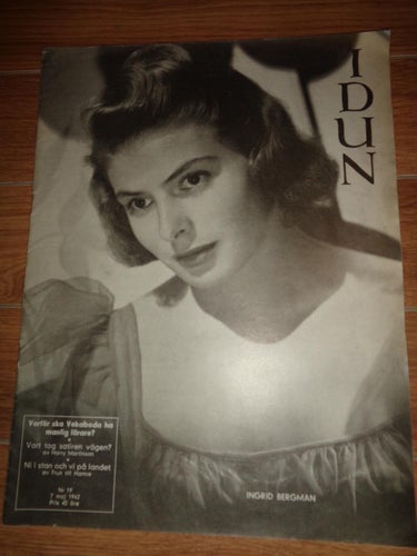 Idun nr19 1942 Ingrid Bergman omslaget, Ana Wilhelmson-Lagerman konstnär