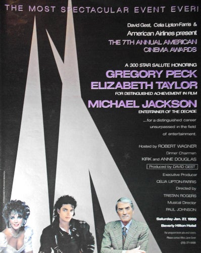 AMERICAN CINEMA AWARDS - MICHAEL JACKSON, LIZ TAYLOR, TIDNINGSANNONS 1989