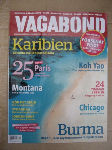 Vagabond Nr:9-2014 (Karibien, 25 tips till Paris, Thailändska Öar, Burma, Chica