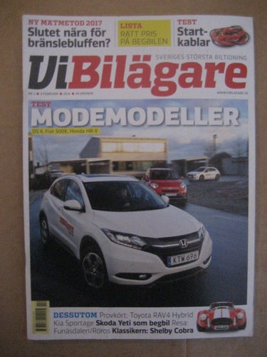 Vi Bilägare Nr:2-2016 (Test DS 4 / Fiat 500X / Honda HR-V, Provkört Toyota RAV4