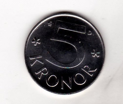 5 KR CARL XVI ÅR 1991 Mm D UNC- 0-10 Från Myntrulle -OBS-FRAKTFRITT-OBS
