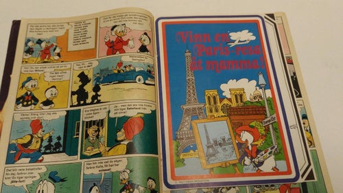 Kalle Anka 1976 nr 18 med blank Målarbild Vinn en resa till Paris åt mamma. VG