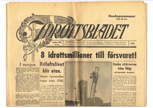 IDROTTSBLADET 1939 (30) Nr 134 - 15 november