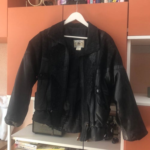 VINTAGE - THE BEST LEATHER CO. WORLD STYLE svart skinnjacka, storlek L
