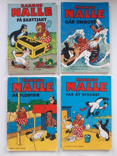 Rasmus Nalle 4 böcker av Carla & Vilh. Hansen, 1973