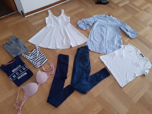 Klädpaket sommarkläder fr zara stlk xs s med tröjor stretchjeans klänning bh