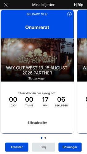 Way Out West 3-dagarsbiljett VIP-pass 18+