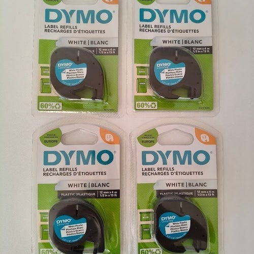 DYMO LetraTag Etikettpåfyllning, Vit Plast, 12mm x 4m