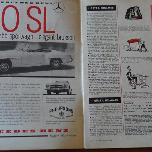 Teknik för alla 1958/11, Volvo Duett, Mercedes 190 SL annons