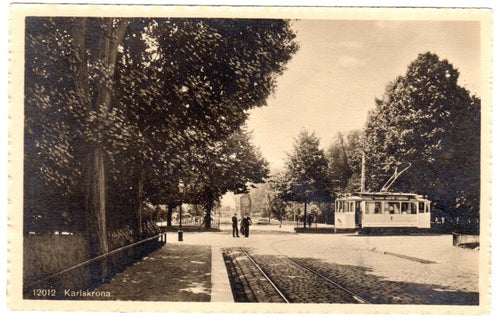 Karlskrona / Spårvagn vid Hoglandspark / Stpl. 1934 +++