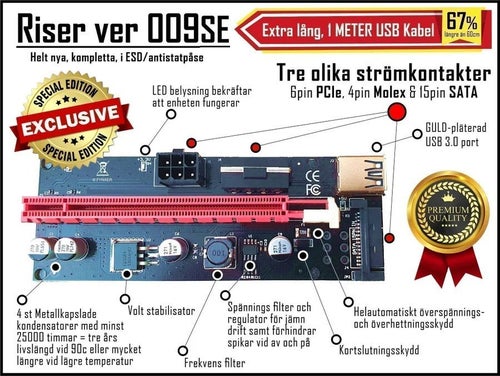 PCIe Riser-kort (VER009S) för GPU
