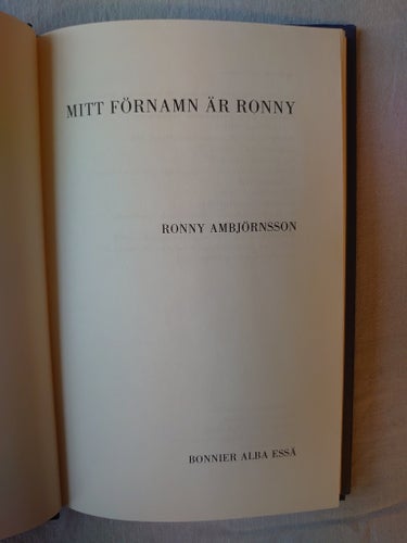 Mitt förnamn är Ronny. Ambjörnsson, Ronny. 1996.