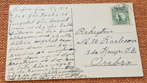 Hova prostgård postgånget 1918