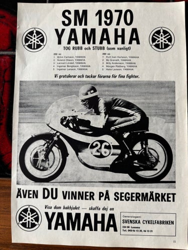 Yamaha 250 350 125 annons 1970