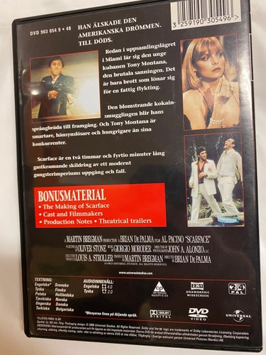 DVD Scarface Al Pacino Svensk Version TOPPSKICK
