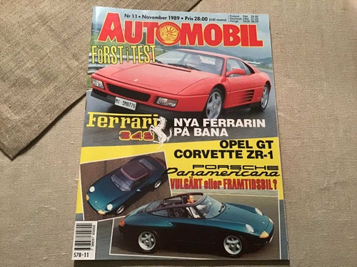 AUTOMOBIL NR 11 1989 OPEL GT,CORVETTE ZR FERRARI 348 ,JAGUAR KLUBBEN,