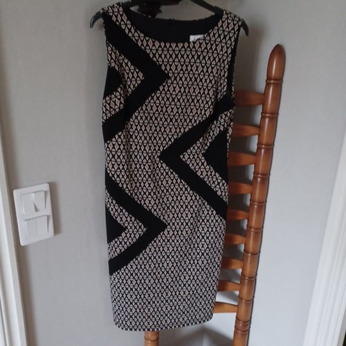 Joseph Ribkoff svart, beige, vit klänning, storlek 40