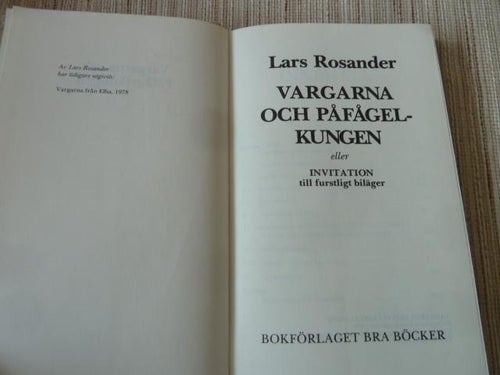 VARGARNA OCH PÅFÅGELKUNGEN, L. ROSANDER, 1979,  BÖCKER