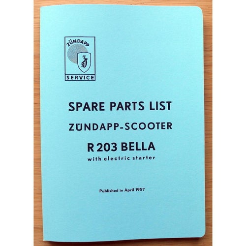 Reservdelskatalog Zündapp Bella 203 med Elstart