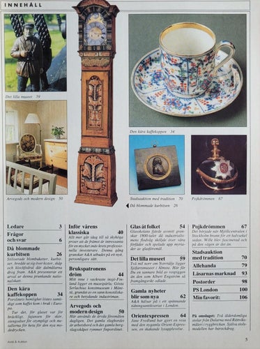 Antik & Auktion. Nr 4, April 1990. Kaffekoppar, glasskolan, m.m.