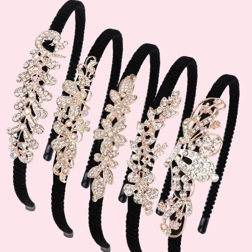 Super Eleganta Hårband Med Crystala Detalier (Pack-5)