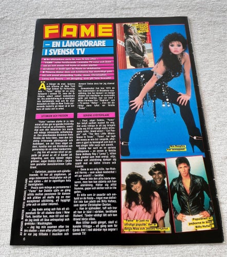 FAME Nia Peeples 1985 Reportage clips poster - Tidningen OKEJ 1980-tal