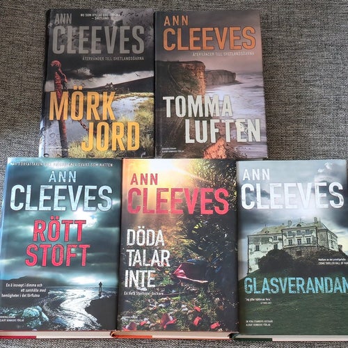 Ann Cleeves Mörk jord, Tomma luften, Rött stoft, Döda talar inte, Glasverandan