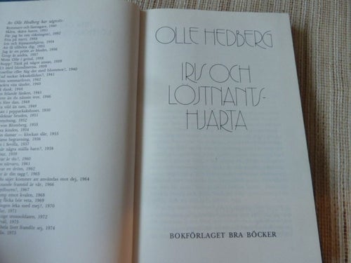 IRIS OCH LÖJTNANTSHJÄRTA, O. HEDBERG, 1976, BÖCKER