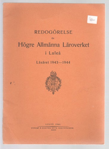 Redogörelse för högre  allmänna läroverket Luleå - 1942-43