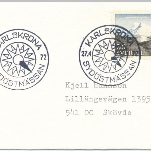 Minnespoststämpel Karlskrona Sydöstmässan 1972