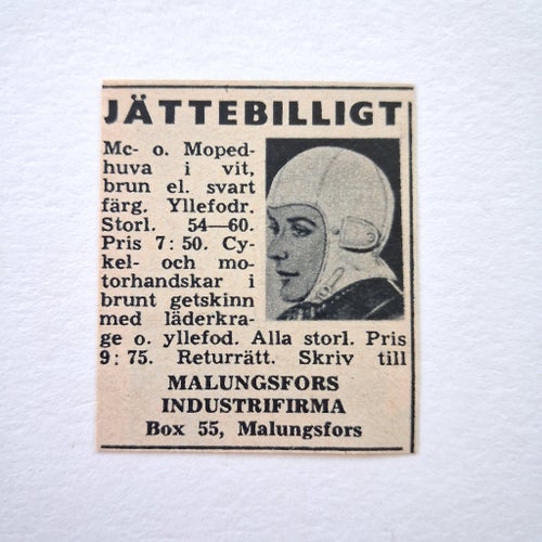 Malungsfors Industrifirma År 1955 MC och Mopedhuvar