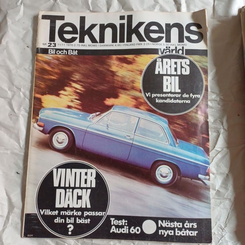 TEKNIKENS VÄRLD 1970, nr. 23, Audi 60, Saab 96
