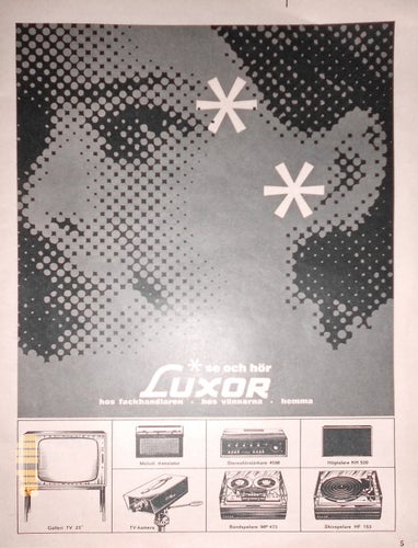 LUXOR - RADIO-TV, KAMERA, HI-FI REKLAM TIDNINGSANNONS 1966