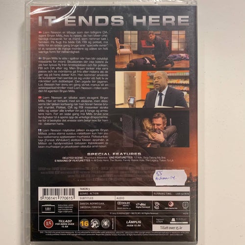 TAKEN 3 UNRATED. LIAM NELSON. DVD EXTENDED CUT VERSION. ACTION -14. INPLASTAD
