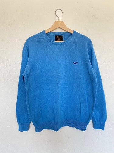 Wolsey Knit Sweater Blue 100% Cotton Minimal Logo M