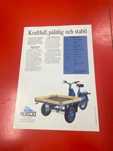 Norsjö Carrier Flakmoped försäljningsbroshyr