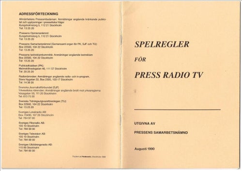 SPELREGLER FÖR PRESS RADIO TV (1990)