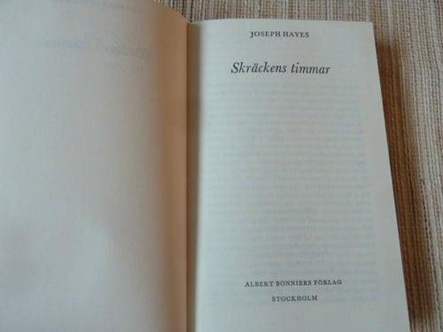 SKRÄCKENS TIMMAR, J. HAYES, 1976, BÖCKER