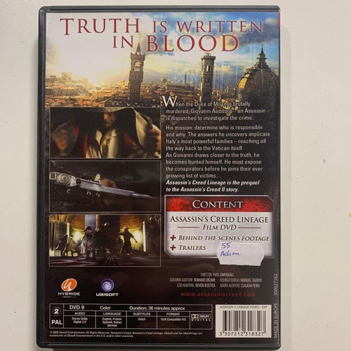 ASSASSIN´S CREED LINEAGE. DVD ACTION. IMPORT REGION 2. EJ SVENSK TEXT