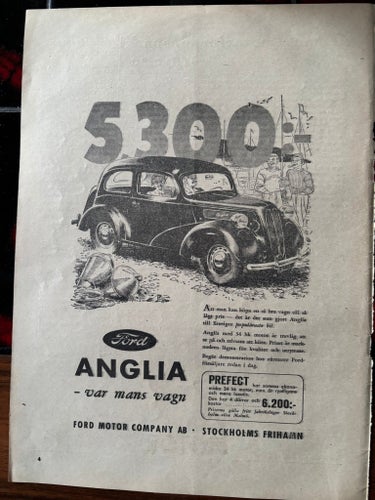 Ford Anglia Prefect 1950 annons