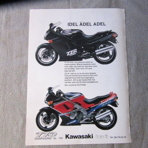 kawasaki ZZ-R600 ZZ-R 1100 ZZR1100 ZZR600 1992 reklam annons