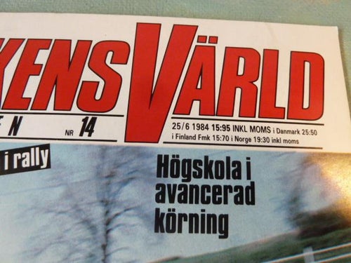 TEKNIKENS VÄRLD, 25/6 1984, NR 14, TIDNING, ALLT OM BILEN