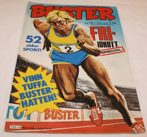 Buster - 1974 - NR 15- Fri-idrott special. Christer Garpenborg på omslag.