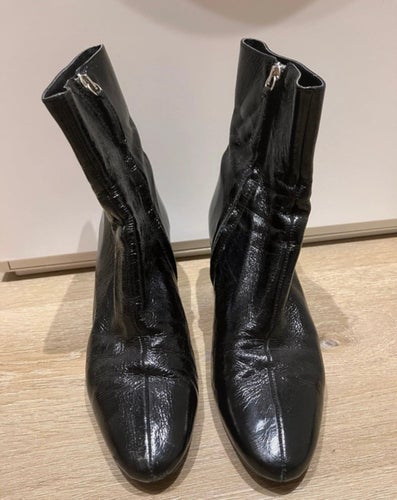 Zara, skor, skinn, svarta, stövlar, stövletter, klackar, höst, patentskinn