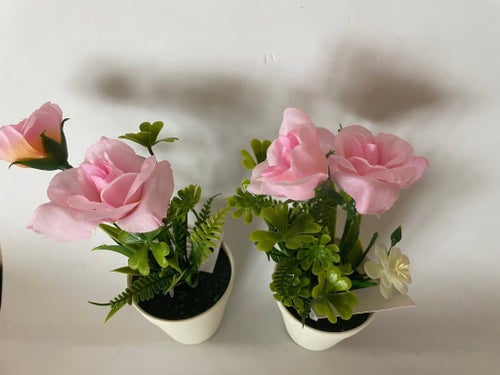 2-pack konstgjorda rosor i kruka/ ca 13 cm höga