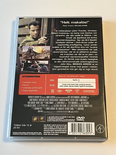 Broken arrow (John Travolta & Christian Slater, 1996). Beg. DVD