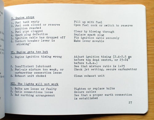 Heinkel Perle Moped Instruktionsbok