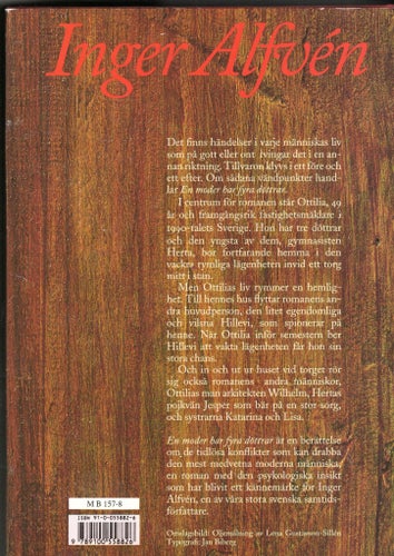En moder har fyra döttrar av Inger Alfvén, Inbunden bok 1994